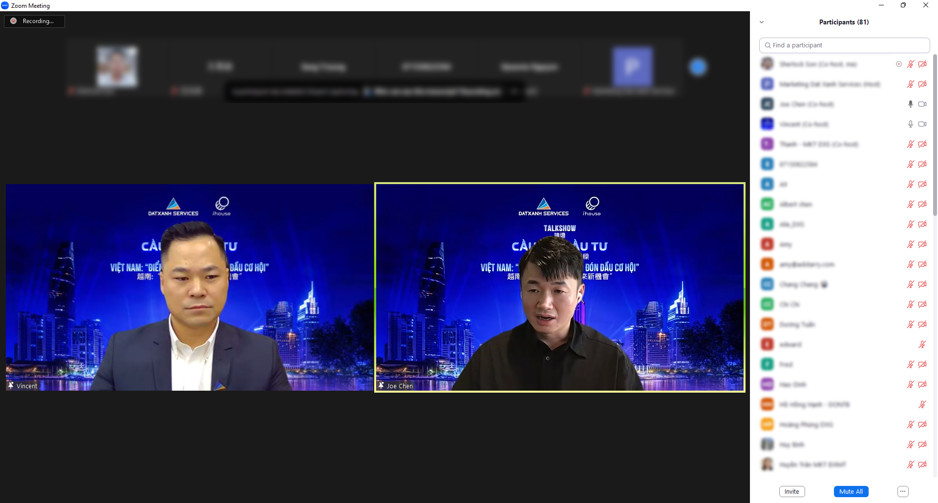 Talkshow thu hút sự tham gia của hơn 100 nhà đầu tư Đài Loan tham dự online và trực tiếp tại văn phòng Ihouse Taiwan