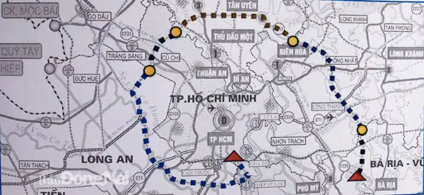Sơ đồ hướng tuyến đường Vành đai 4 – TP.HCM.