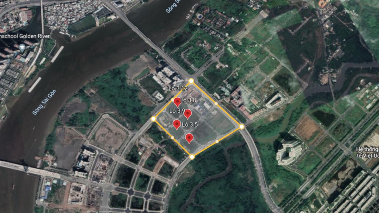 Vị trí các khu đất bị bỏ cọc (Ảnh: Viện Nghiên cứu Kinh tế – Tài chính – Bất động sản DXS)