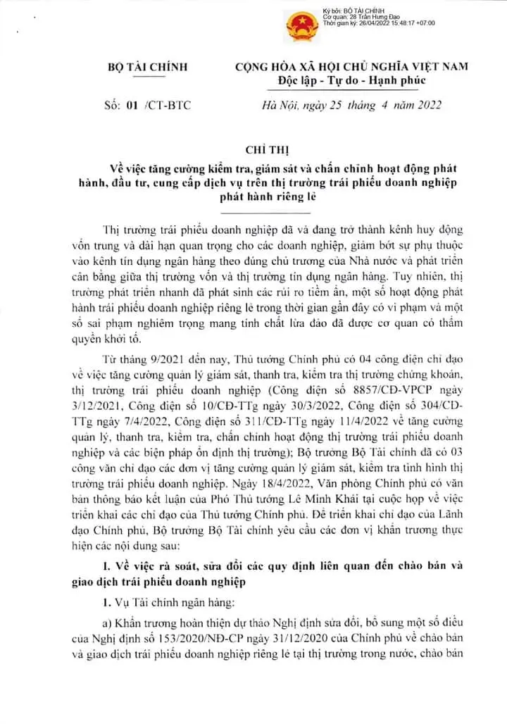 Bộ Tài Chính tăng cường kiểm tra, giám sát và chấn chỉnh hoạt động phát hành trái phiếu