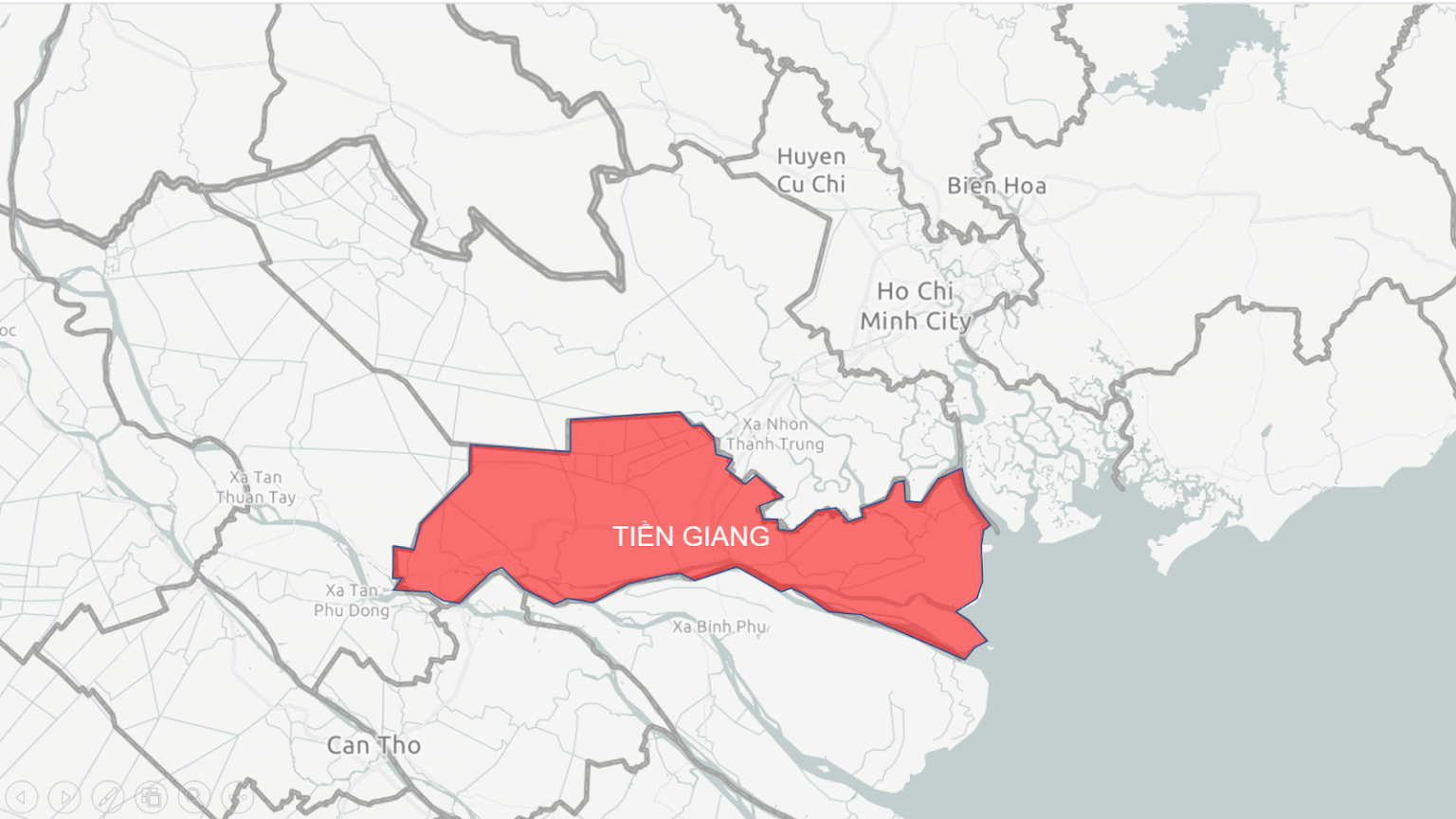 Vị trí tỉnh Tiền Giang (Ảnh: Viện Nghiên cứu Thị trường Dat Xanh Services)