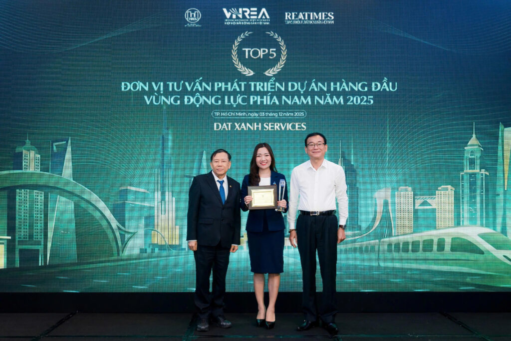 Dat Xanh Services nhận giải thưởng Top 5 đơn vị tư vấn phát triển dự án hàng đầu Vùng động lực phía Nam năm 2025 Dat Xanh Services nhận giải thưởng Top 5 đơn vị tư vấn phát triển dự án hàng đầu Vùng động lực phía Nam năm 2025
