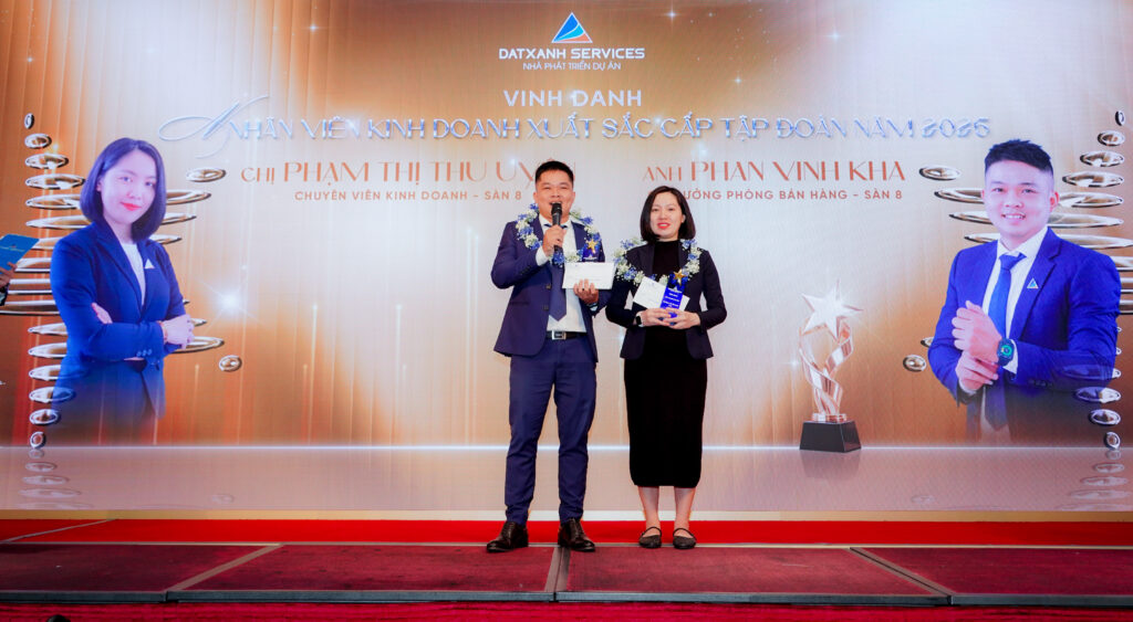 Anh Phan Vinh Kha – Sàn 8 và chị Phạm Thị Thu Uyên – Sàn 8 đạt danh hiệu Nhân viên Kinh doanh Xuất sắc cấp Tập đoàn năm 2025
