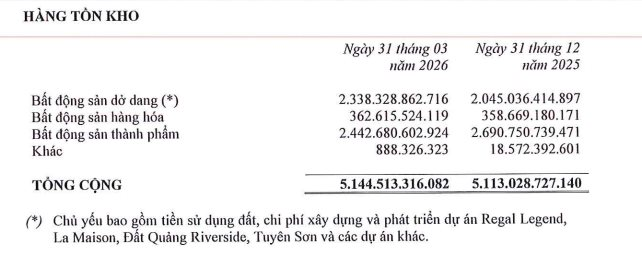 Đất Xanh Services đang có 1/3 tổng tài sản là hàng tồn kho.